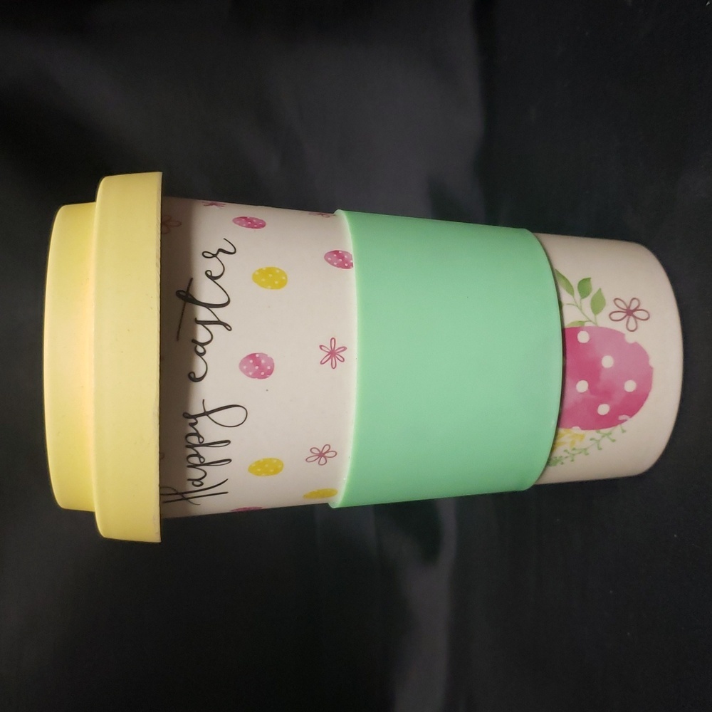Milly Green NWOT Bamboo "Happy Easter" Travel Cup with Lid